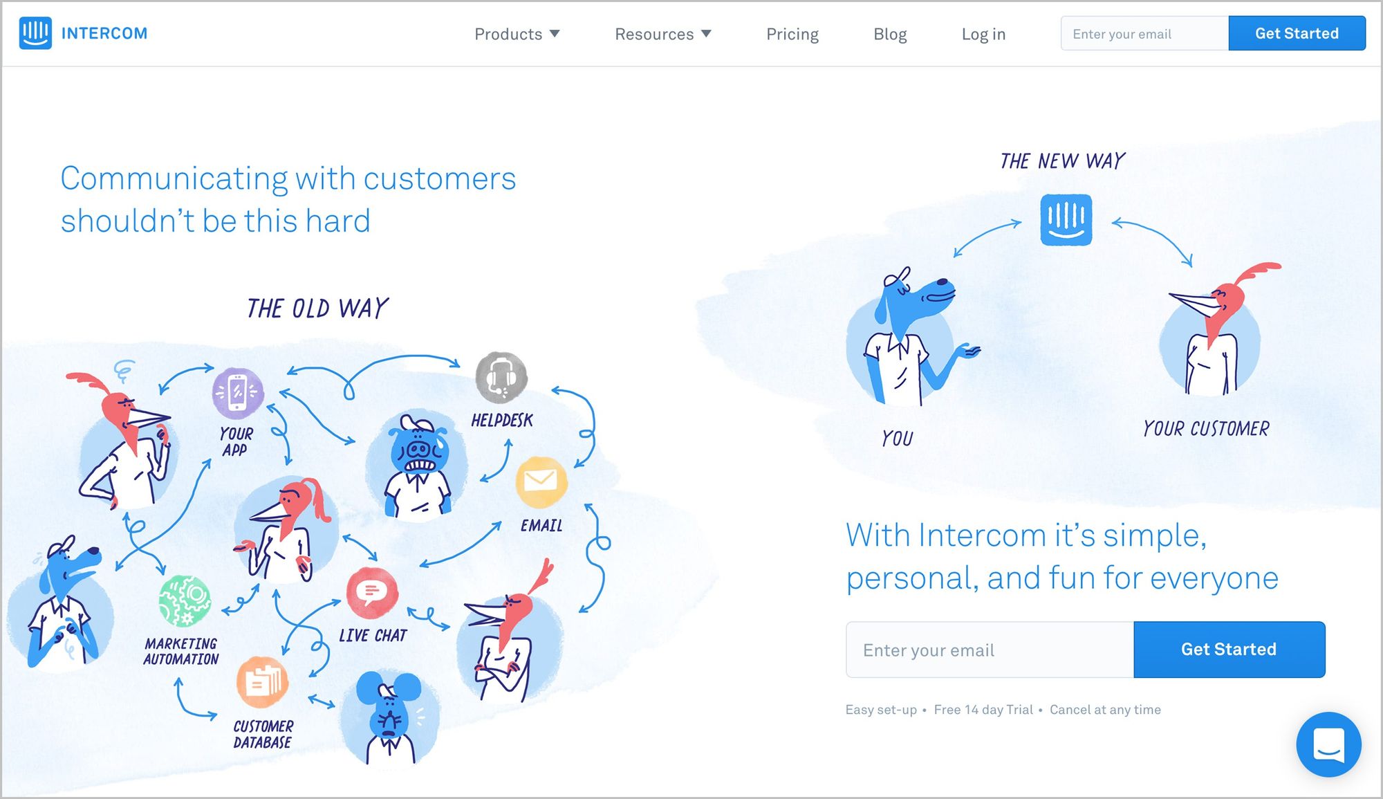 Intercom homepage