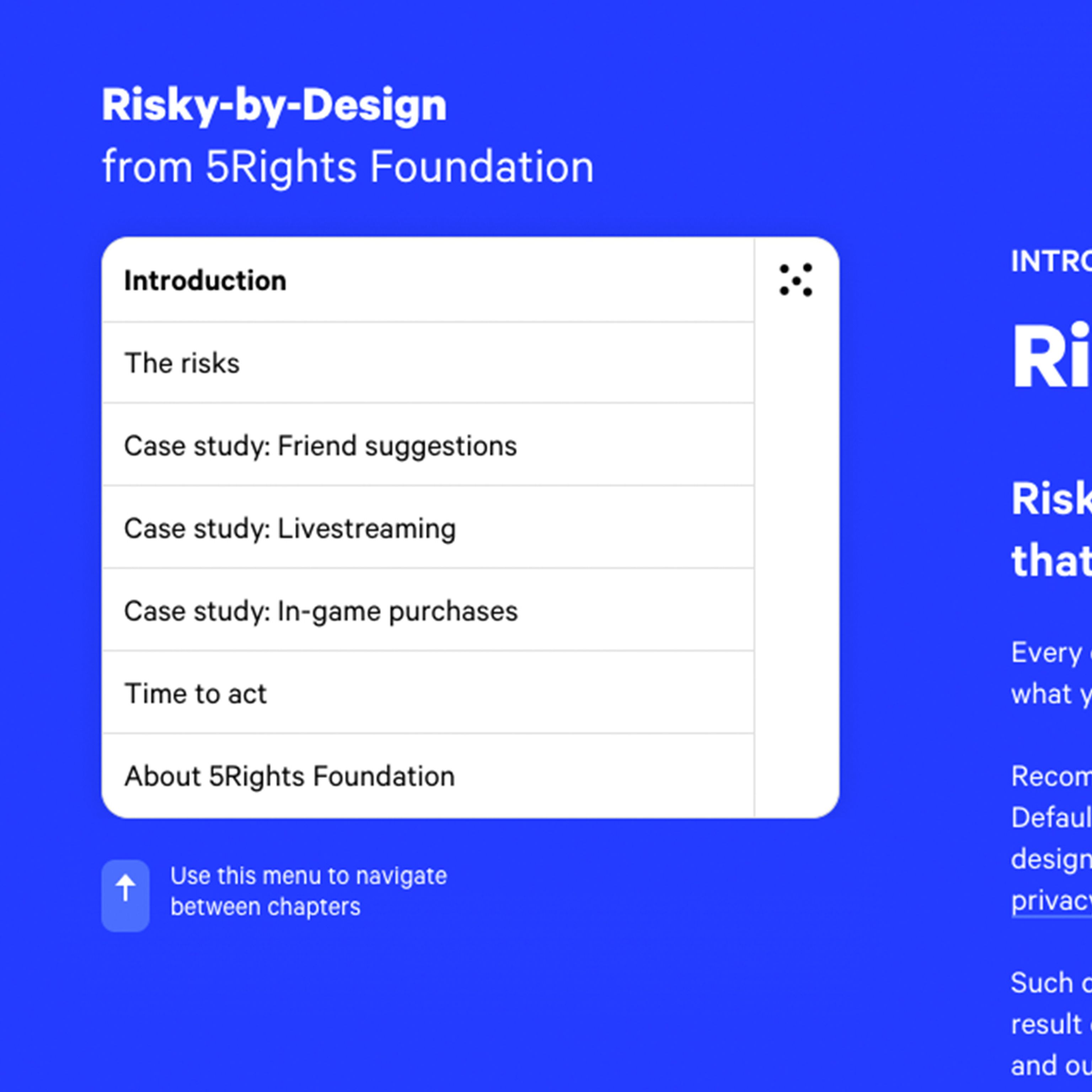 5Rights RiskyByDesign collapsing menu by Function & Form