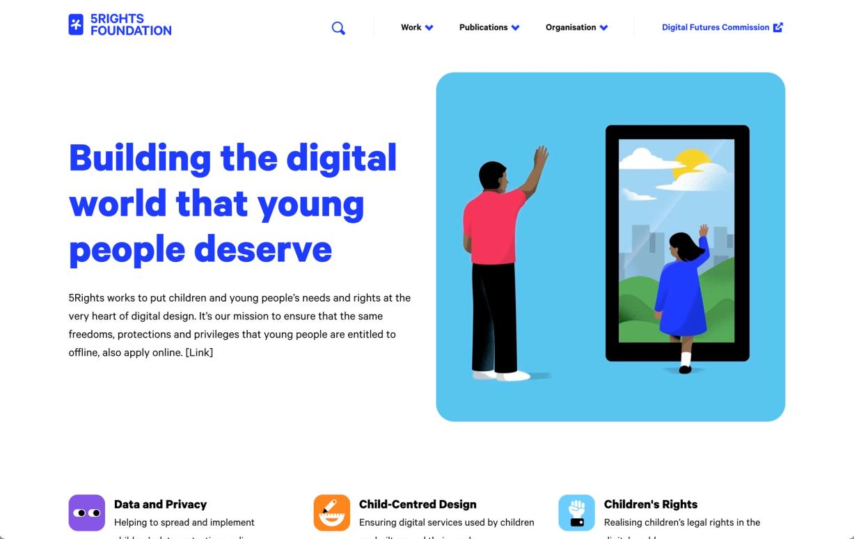 5Rights Foundation Homepage desktop