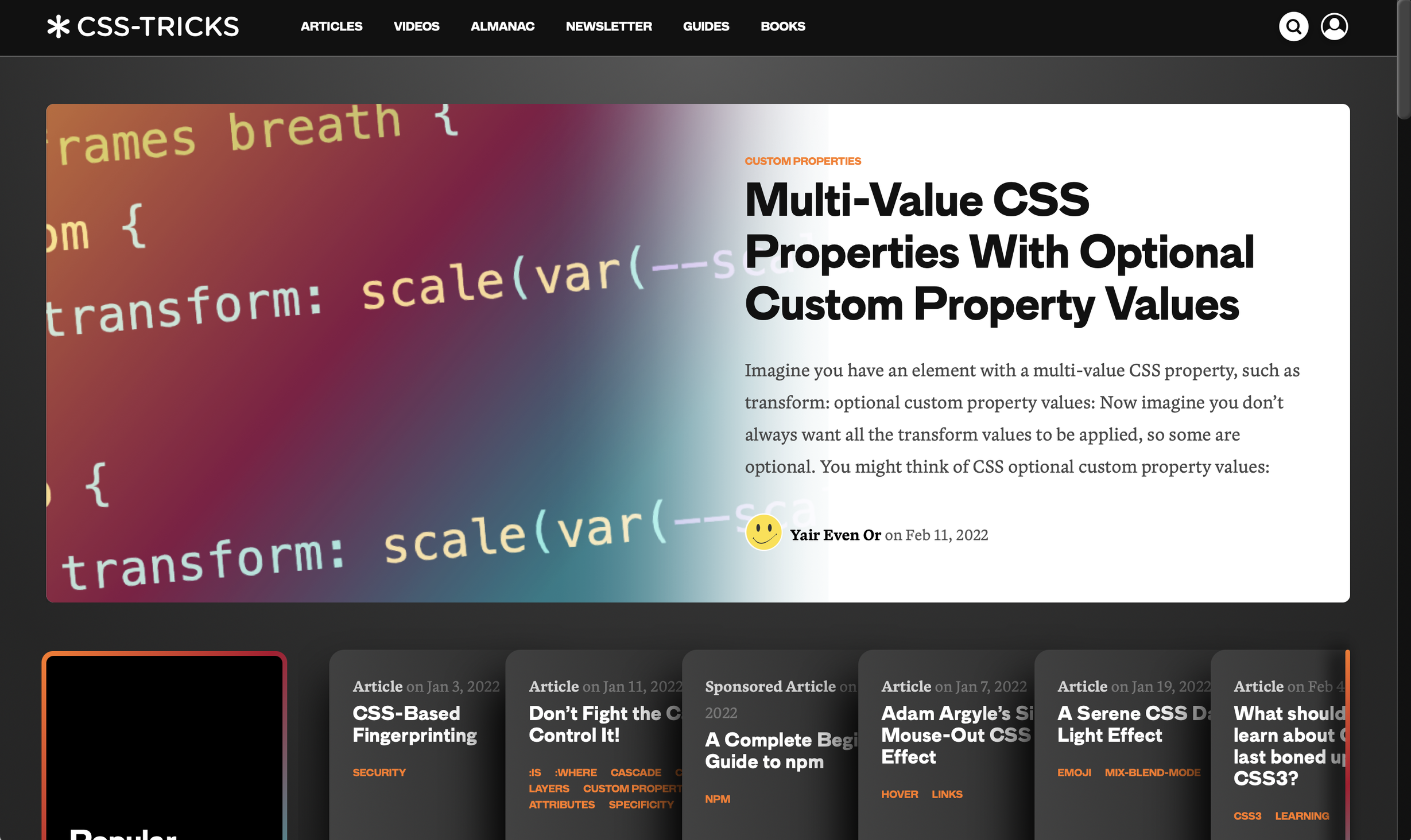 CSS Tricks homepage