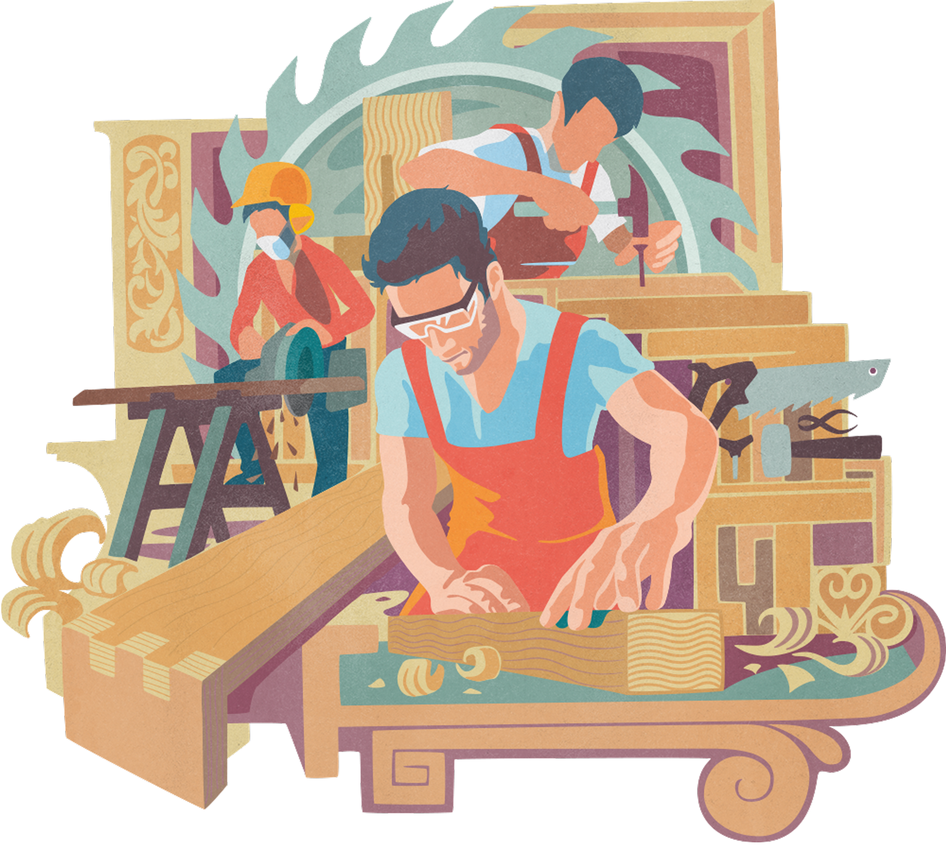 Timer Market carpentry illustration by Function & Form