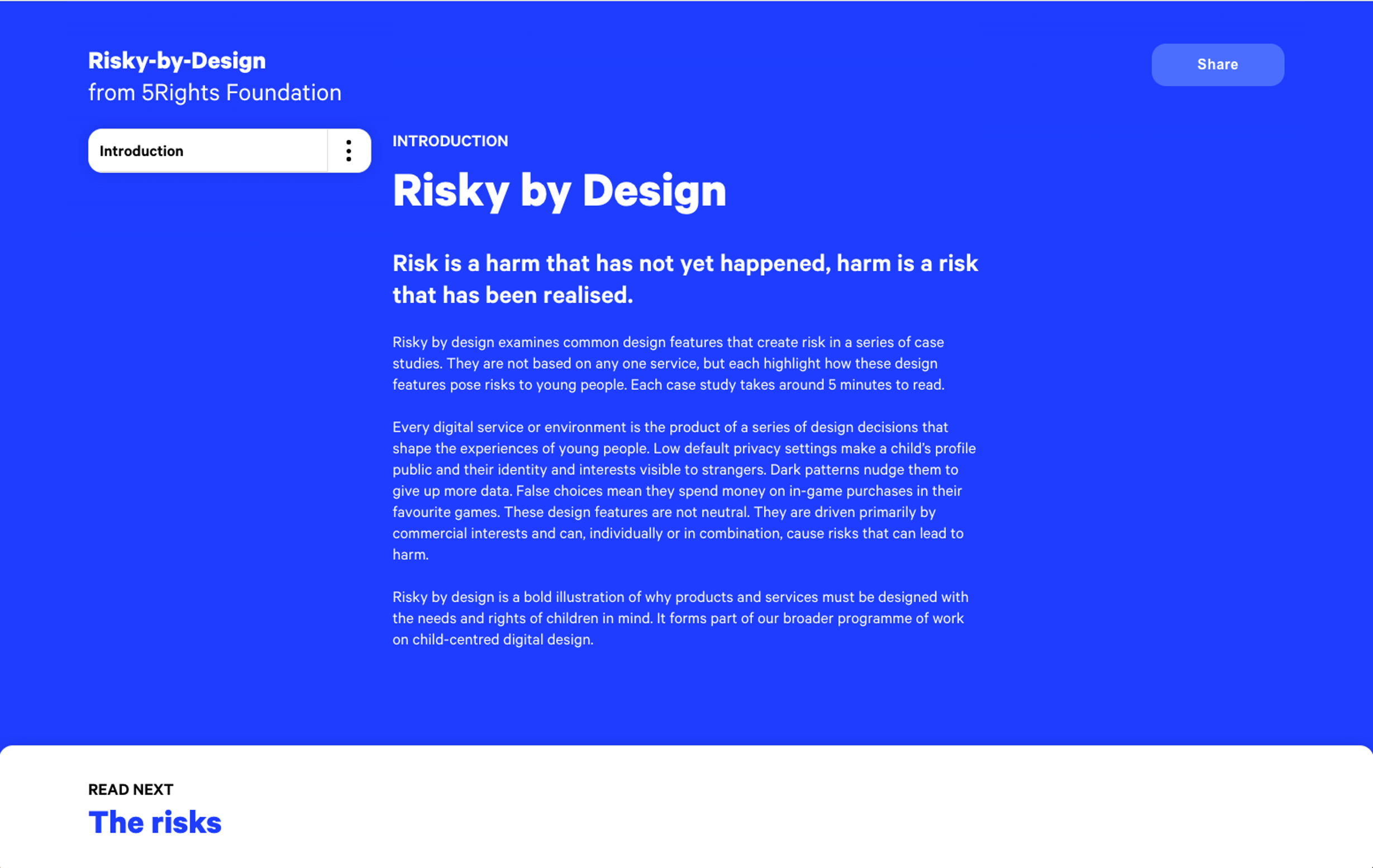 Risky By Design Seamless Page changing experience