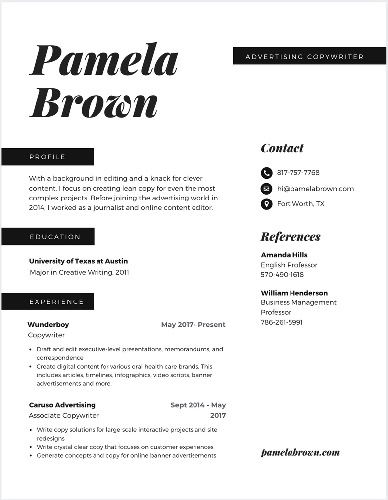 sample resume canva