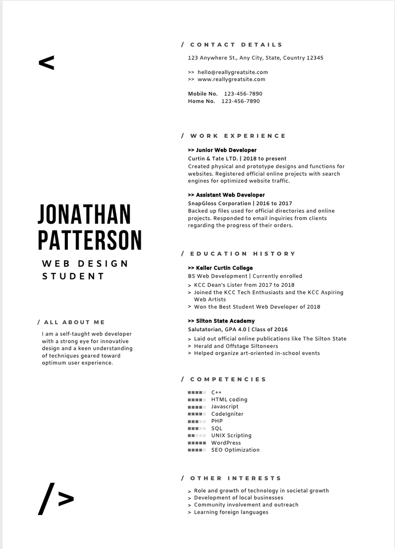 canva resume format for experienced