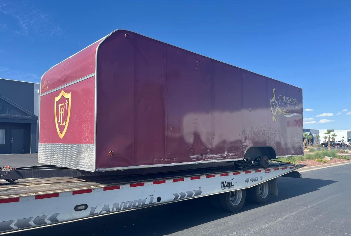 Image about Big Rig Collison Coach and Transit in Las Vegas, Nev. Helps Fix Local School’s Band Trailer After it is Stolen and Stripped