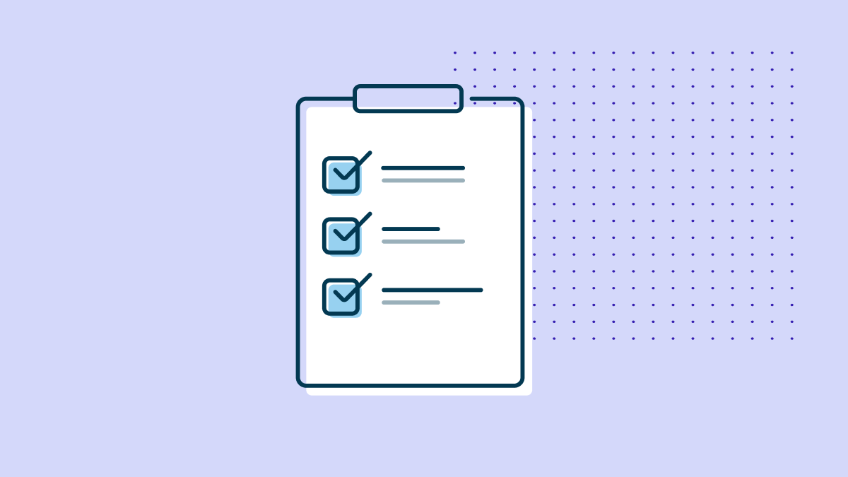 line drawing of notepad with items checked off