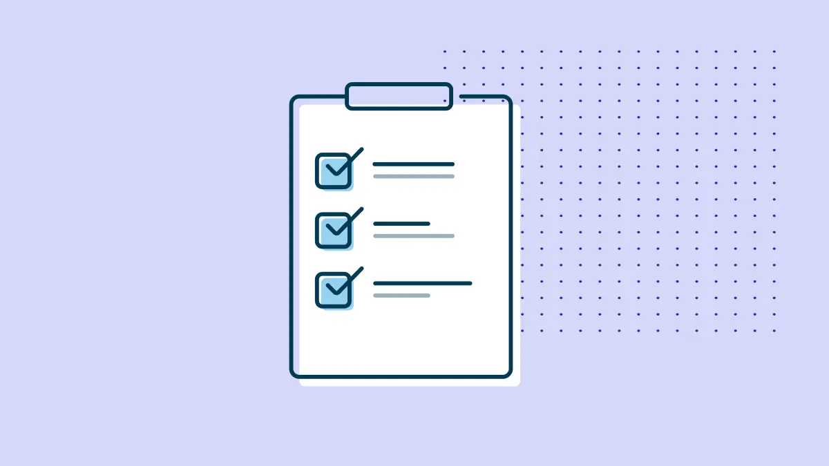 line drawing of notepad with items checked off