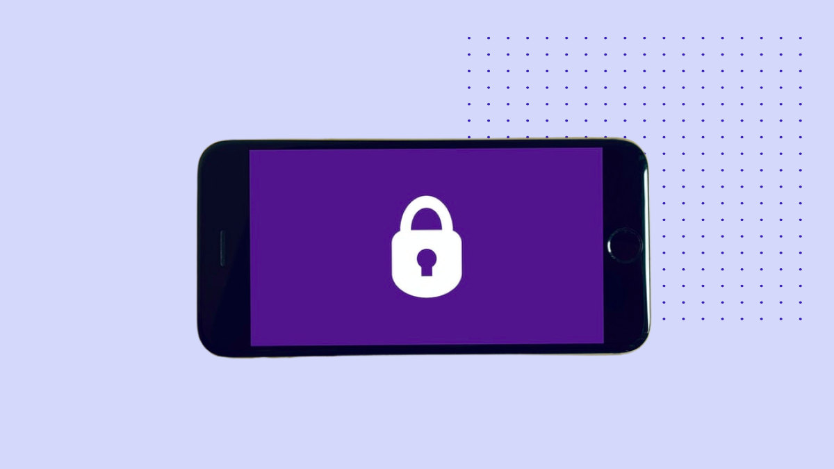 iphone with purple screen and locked icon