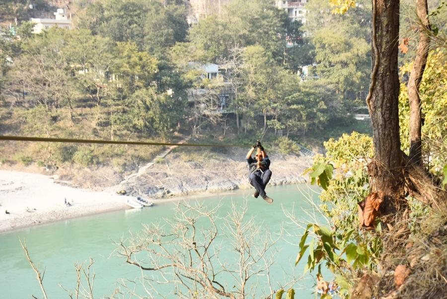 High above the turquoise Ganges