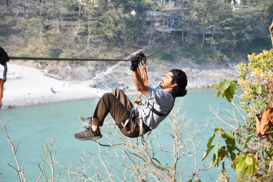 Mid-flight over the Ganges