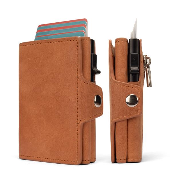 Minimalist Leather Card Holder with Thumb Slot | Custom Logo Engraving | OEM