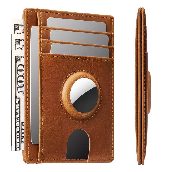 Slim Leather RFID Card Holder with Thumb Slot | Custom Logo Engraving | OEM