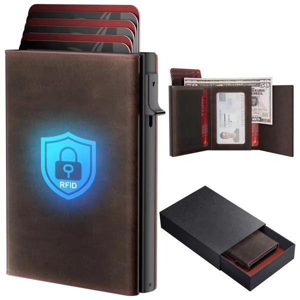Leather Wrapped Metal Trifold Wallet for Executive Gifts | Custom Manufacturer