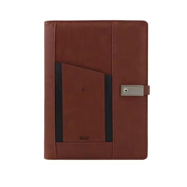 Genuine Leather RFID Binder Notebook with Card Slots | Custom Foil Logo | OEM