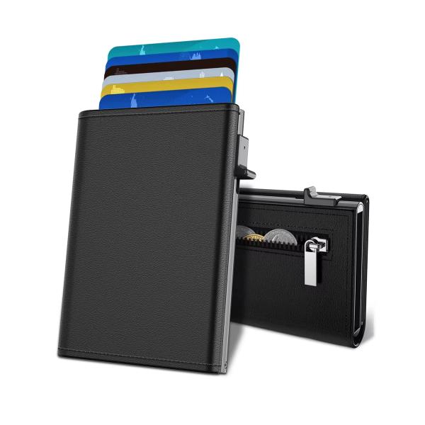 Leather Wrapped Metal Wallet with Pop Up Card Holder | Custom Manufacturer