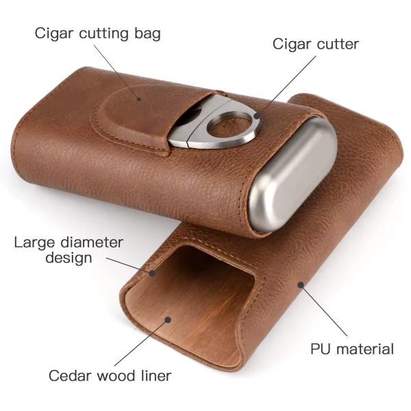 Genuine Leather Cedar Lined Travel Cigar Case - Low MOQ Ready | Supplier