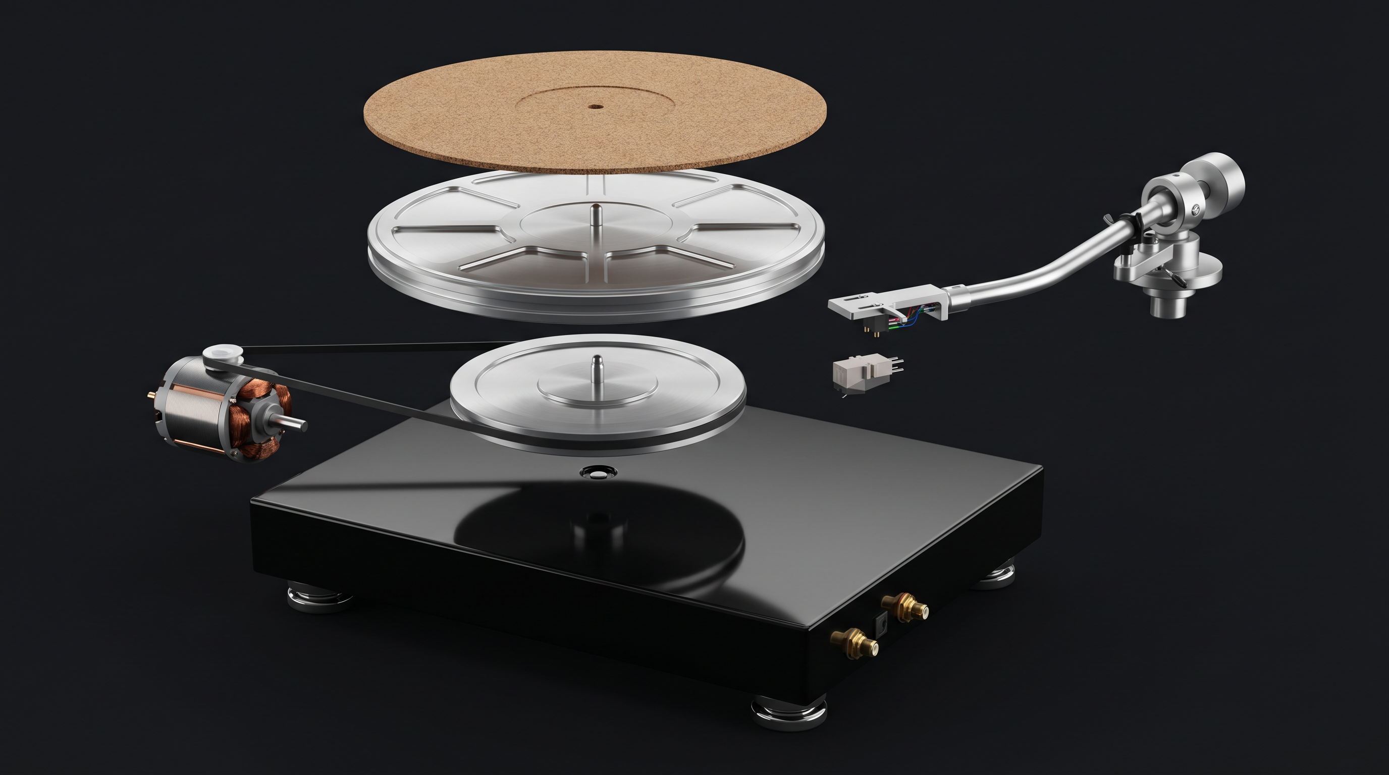 Turntable component diagram showing platter and plinth
