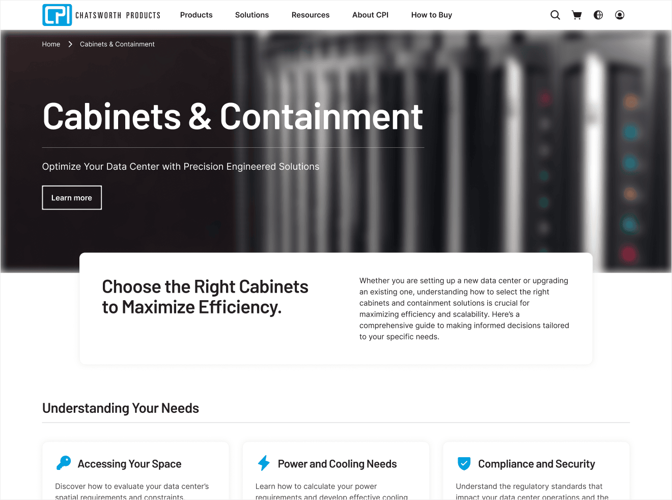 CPI category page for cabinets and containment