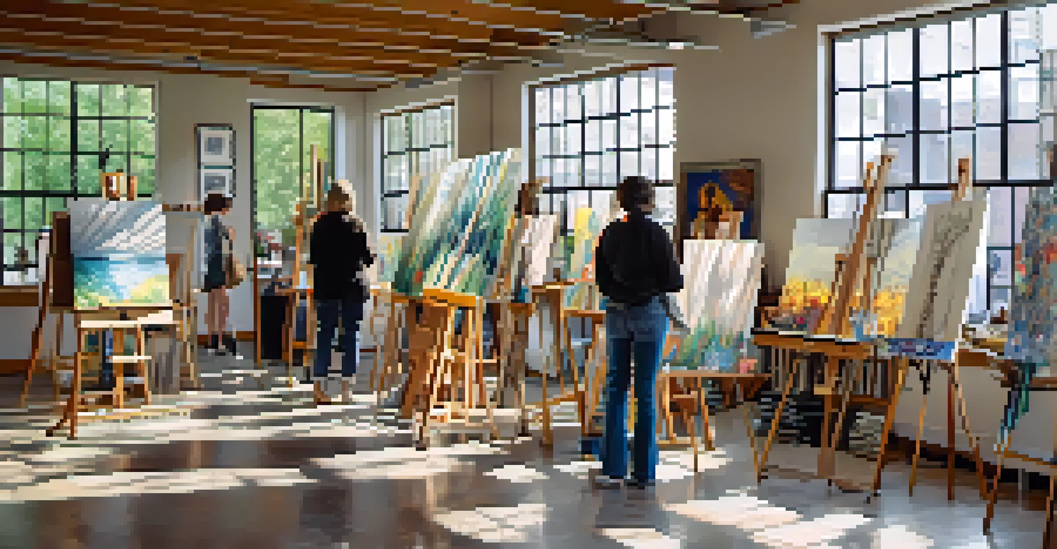 An engaging art studio scene during the Art-A-Whirl event, showcasing local artists and their artwork in Minneapolis.