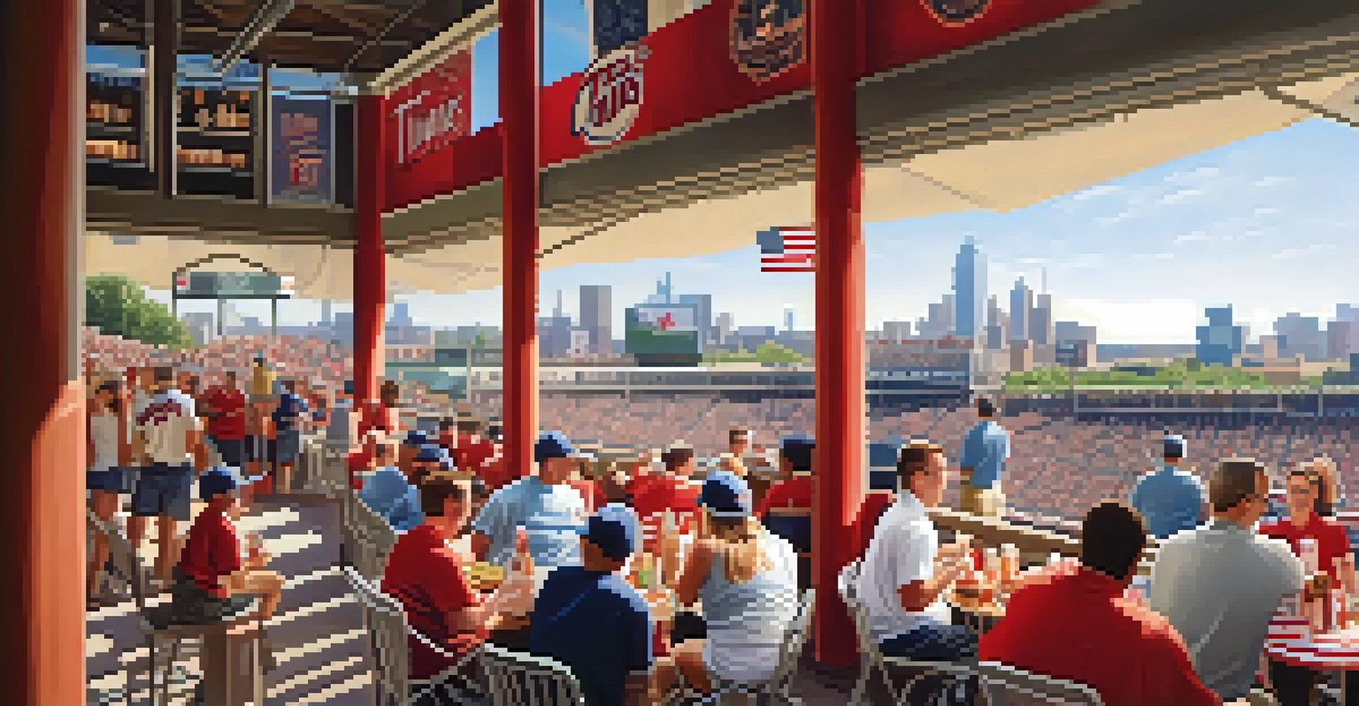Fans enjoying a Minnesota Twins game at Target Field, with the Minneapolis skyline in the background on a sunny day.