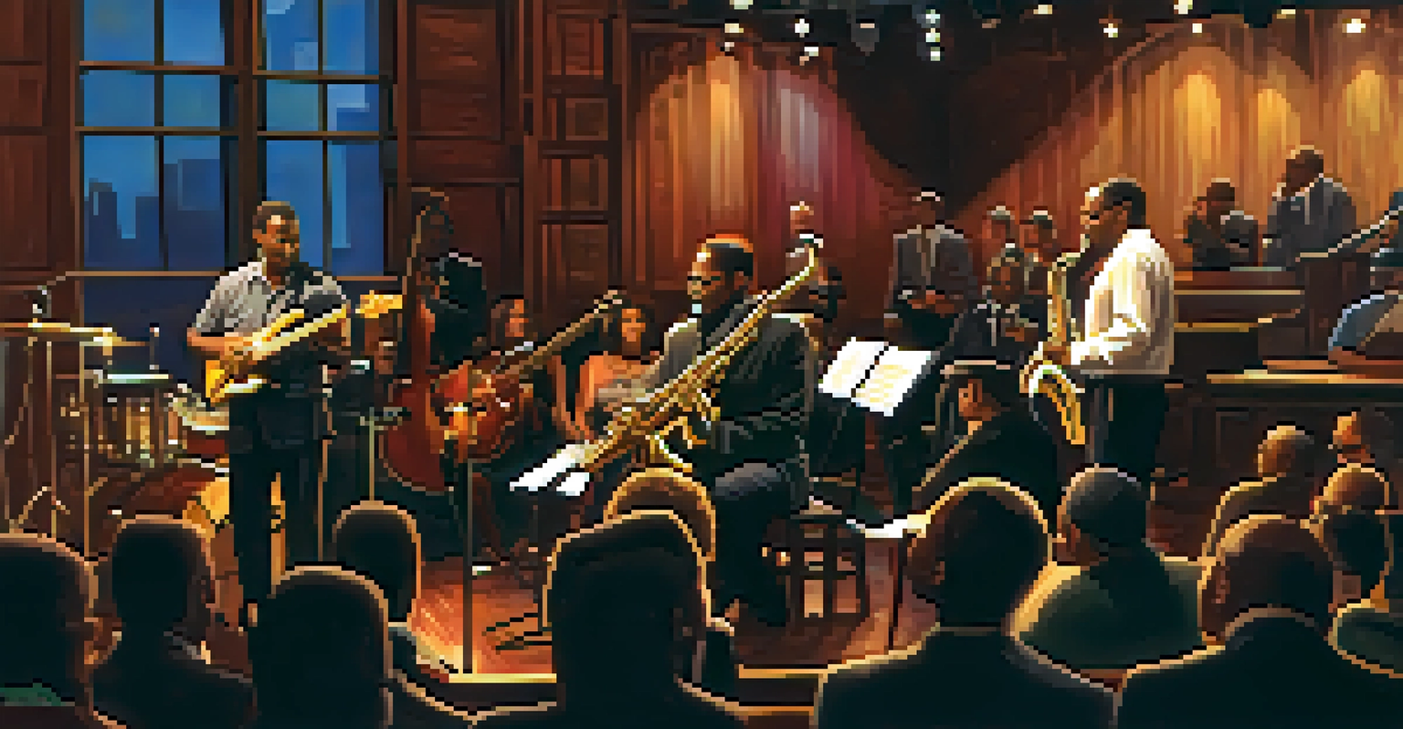 A saxophonist performing at the Minneapolis Jazz Fest in a cozy venue, with warm lighting and an attentive audience.