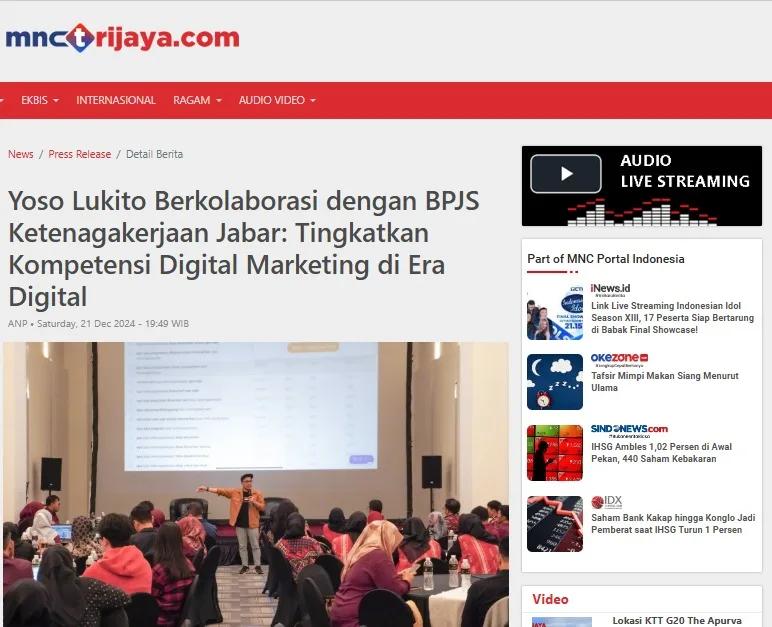 Yoso Lukito Berkolaborasi dengan BPJS Ketenagakerjaan Jabar: Tingkatkan Kompetensi Digital Marketing di Era Digital
