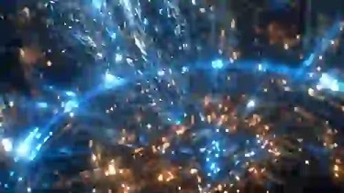 A hyper-realistic cinematic visual of a glowing, heavily fortified quantum server vault protecting golden cryptographic data streams from a frozen, decaying analog city.