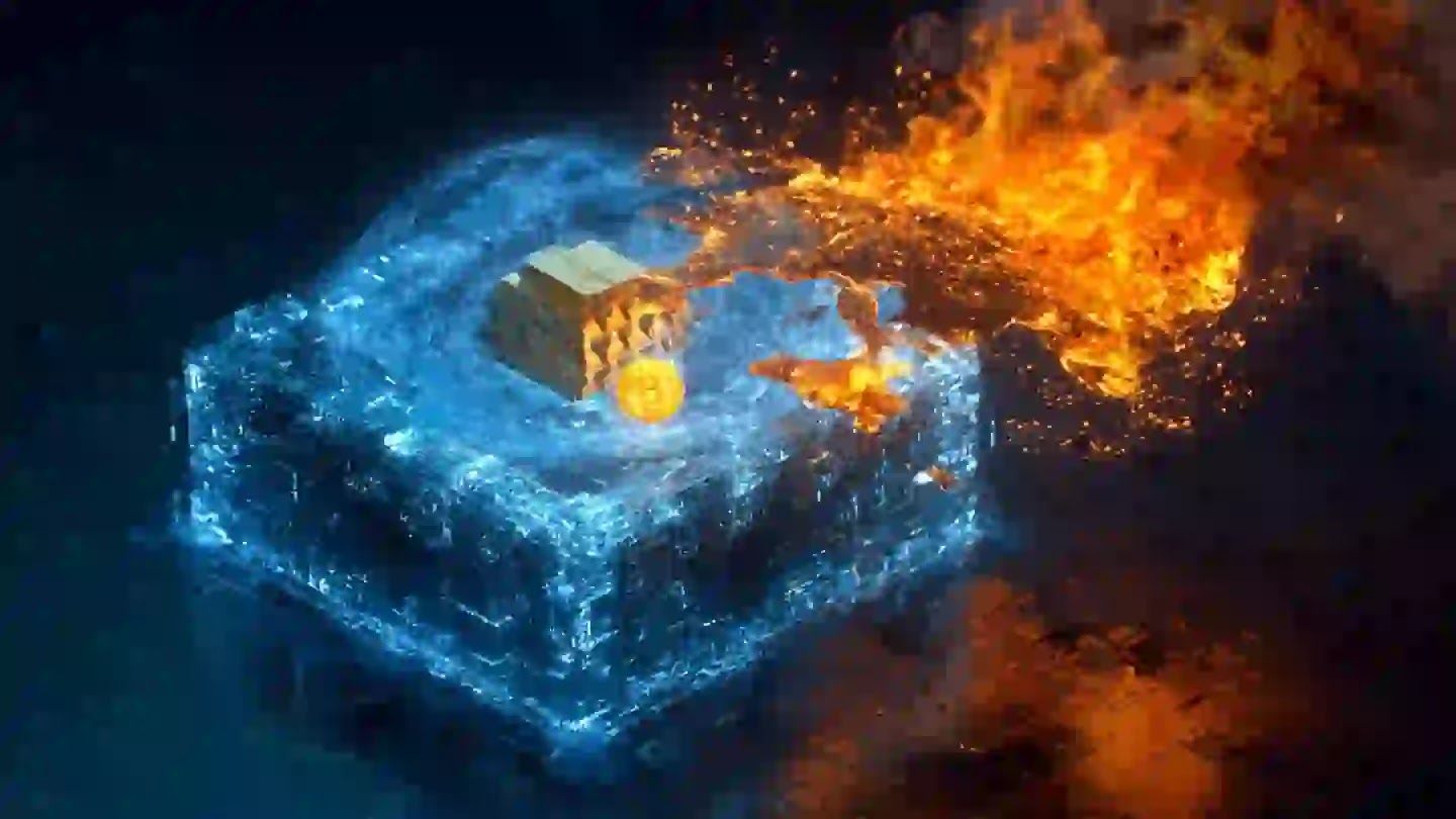 A futuristic quantum node anchoring wealth against a burning geopolitical map of the Mediterranean