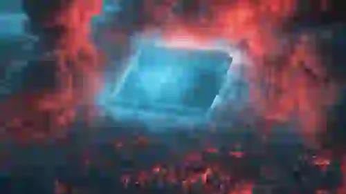 A pristine, hyper-advanced digital quantum node projecting a glowing cryptographic forcefield against a massive, dark monolithic obelisk absorbing surrounding financial data.