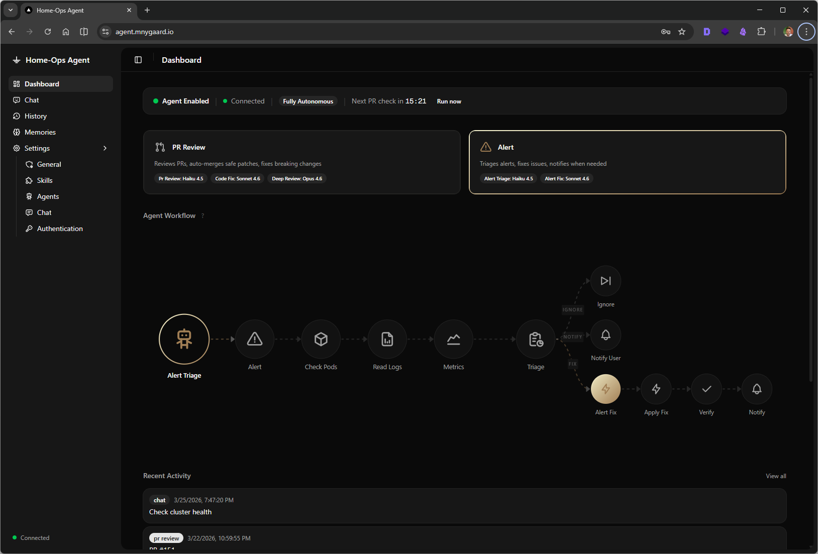 Agentic home lab - Dashboard  Alert