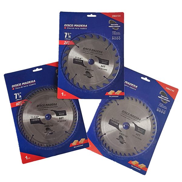 7-1/4 inch 180mm TCT circular saw blade series (24T, 40T, 60T) for wood cutting