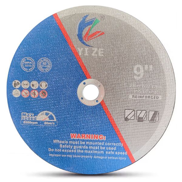 9 inch resin cut off wheel 230x1.9x22.2mm, front view on white background