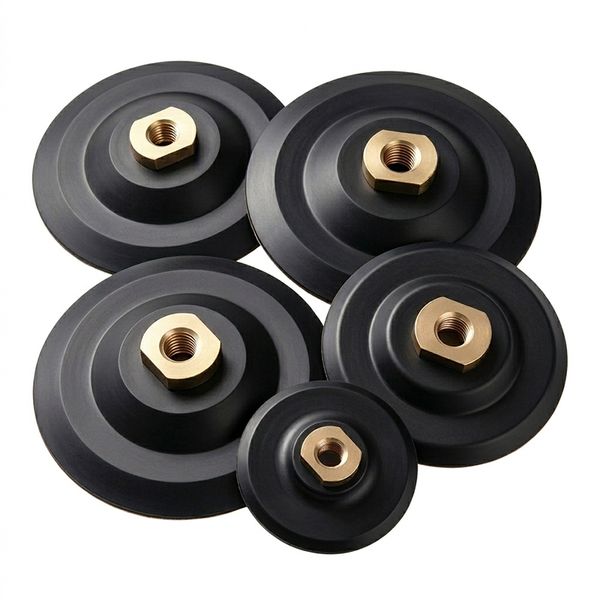 4 5 6 7 inch flexible rubber polishing pad holders with M14 M10 5/8-11 brass nut