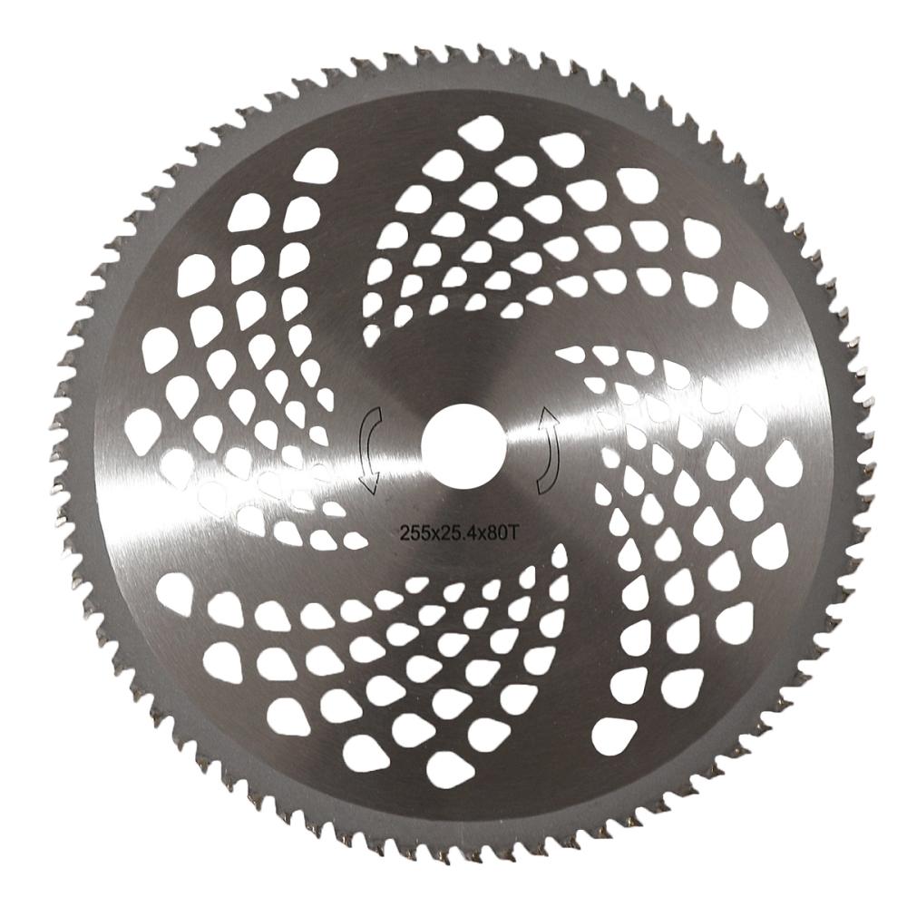 255mm 80T TCT brush cutter blade, 25.4mm arbor, high-density teeth for fine precision cutting.