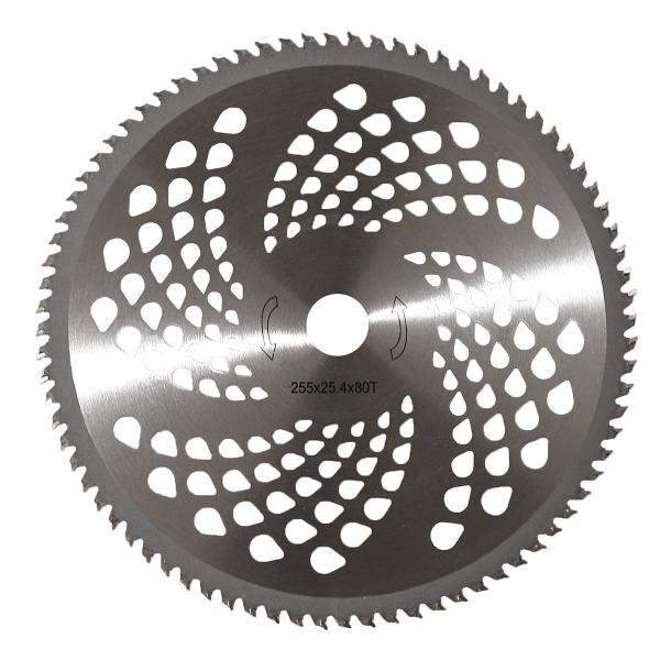 255mm 80T TCT brush cutter blade, 25.4mm arbor, high-density teeth for fine precision cutting.