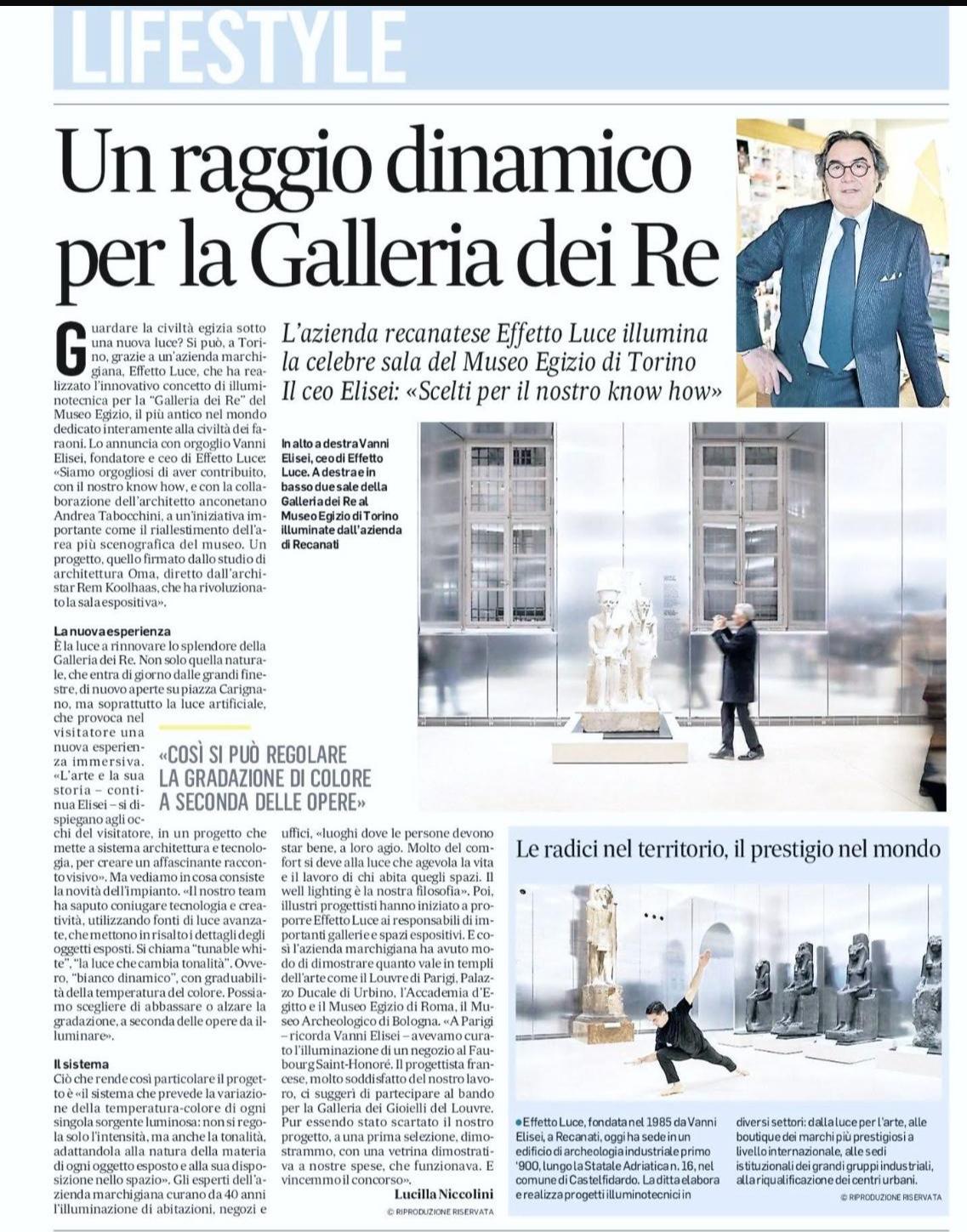 Raggi di bianco dinamico, splende la Galleria dei Re del Museo Egizio grazie alla marchigiana Effetto Luce