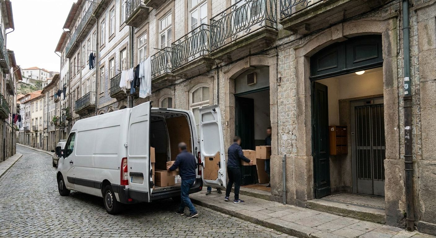 Como reservar elevador e estacionamento na mudança no Porto e em Gaia