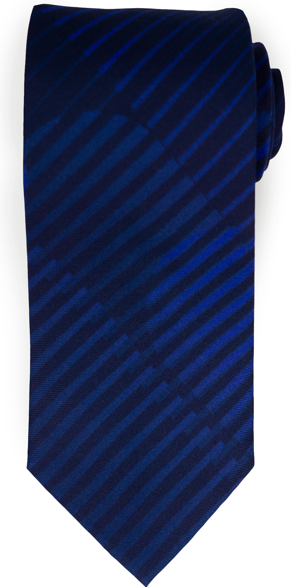 The Signature Abstract silk tie in navy — diagonal stripes, the companion to the black tie