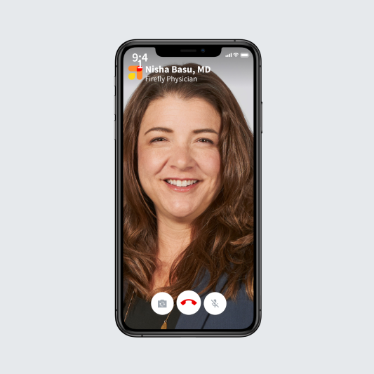 Example of an in-app video call with a provider