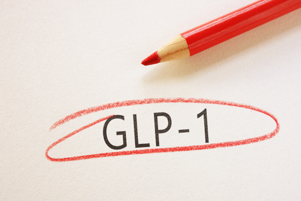 Text "GLP-1" with a red pencil and circle around it