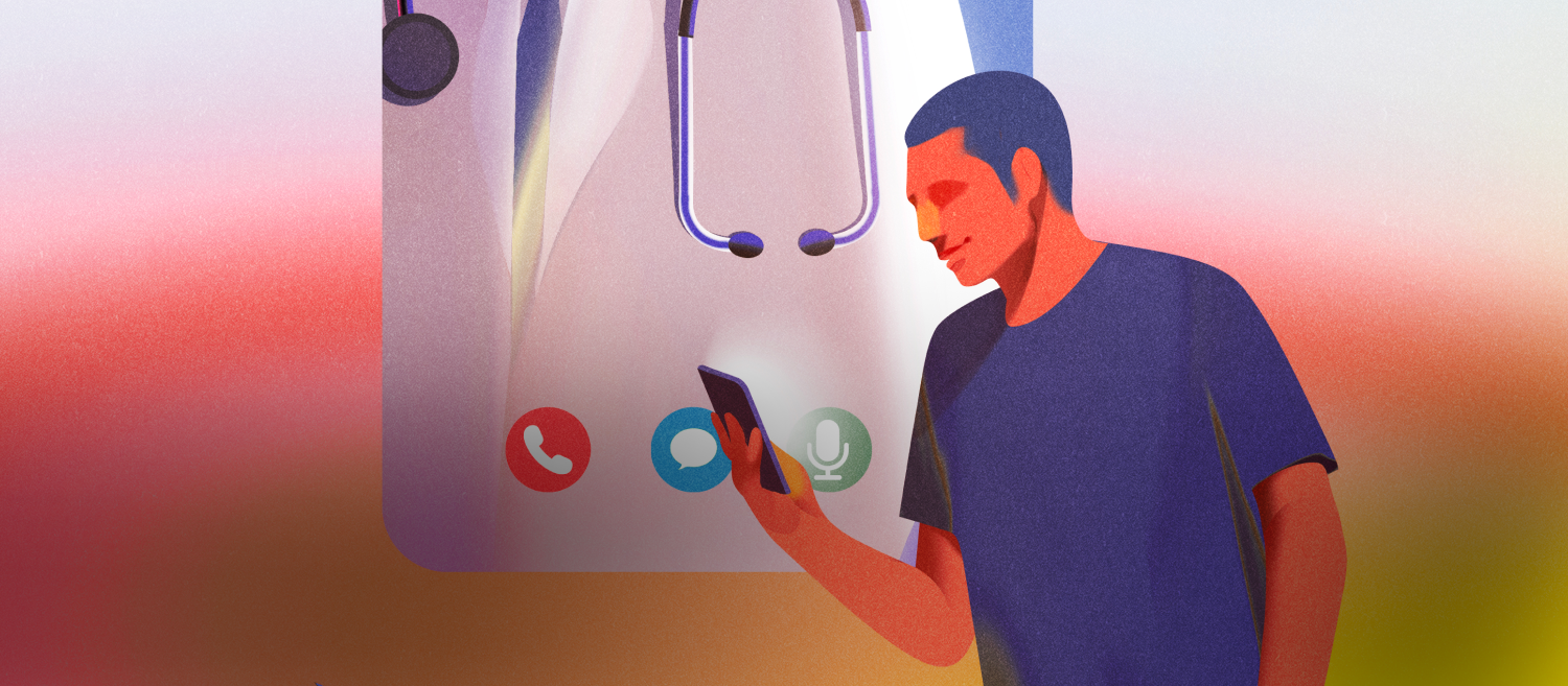 Illustration of a man on phone talking to doctor