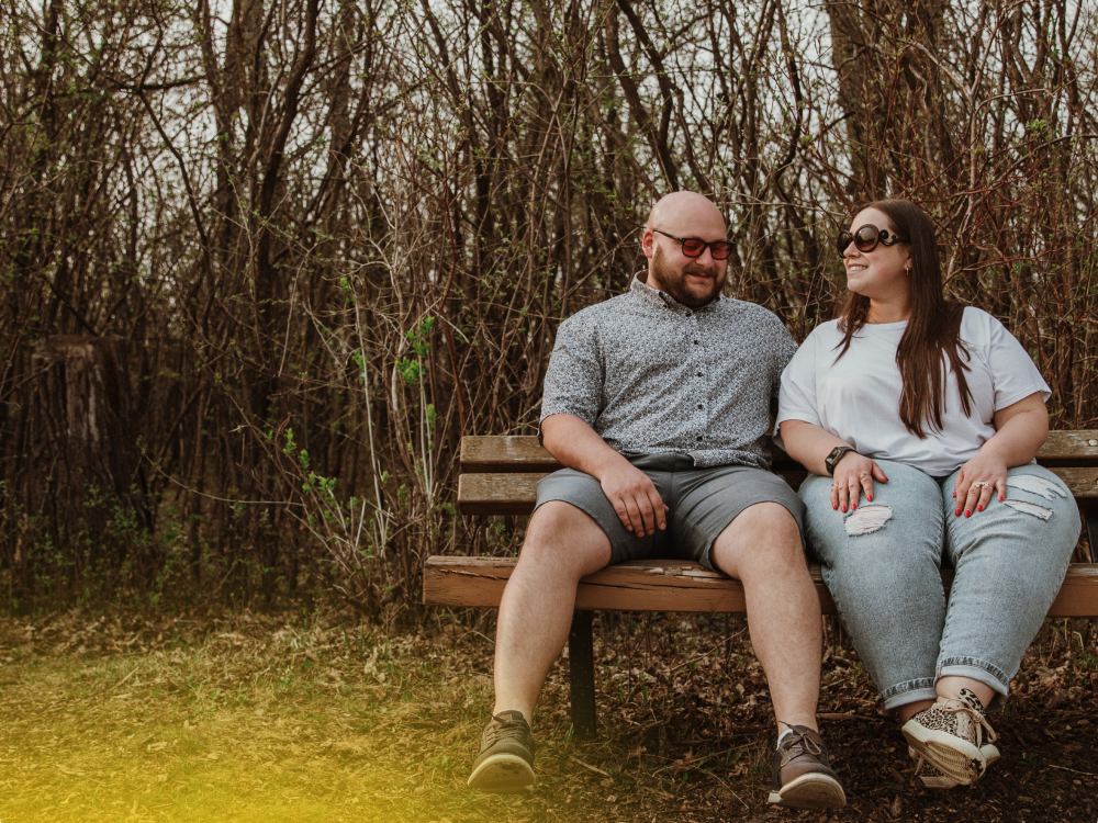 couple on a bench outsside