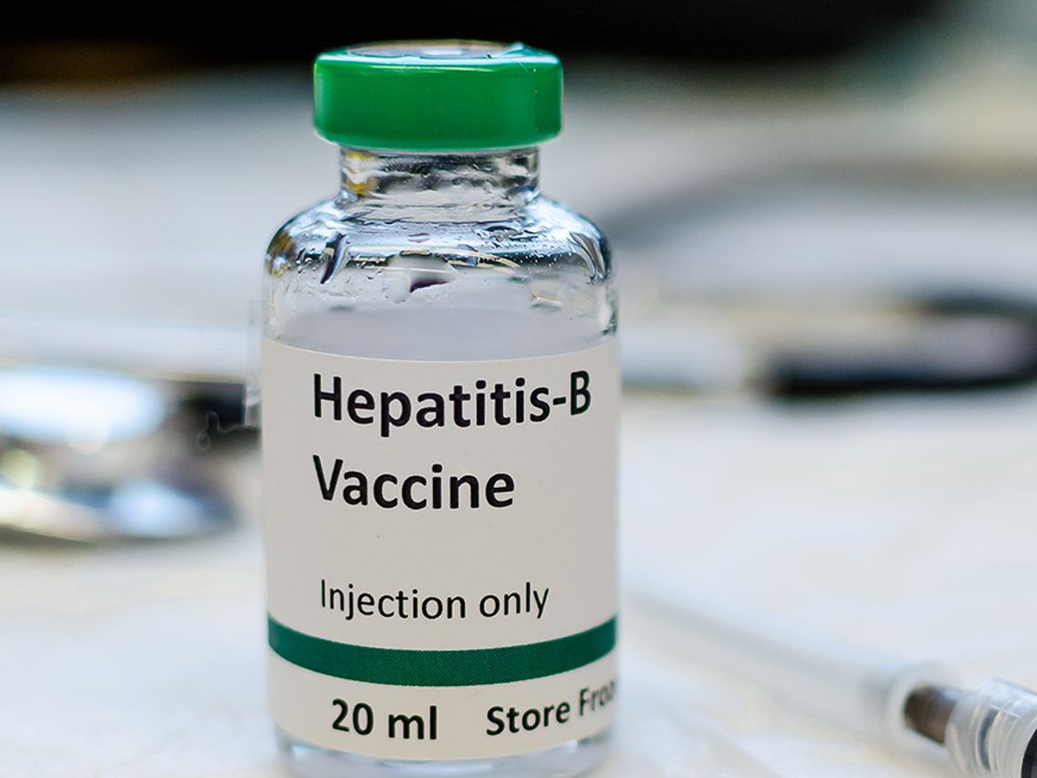 Bottle with a Hepatitis B vaccine label