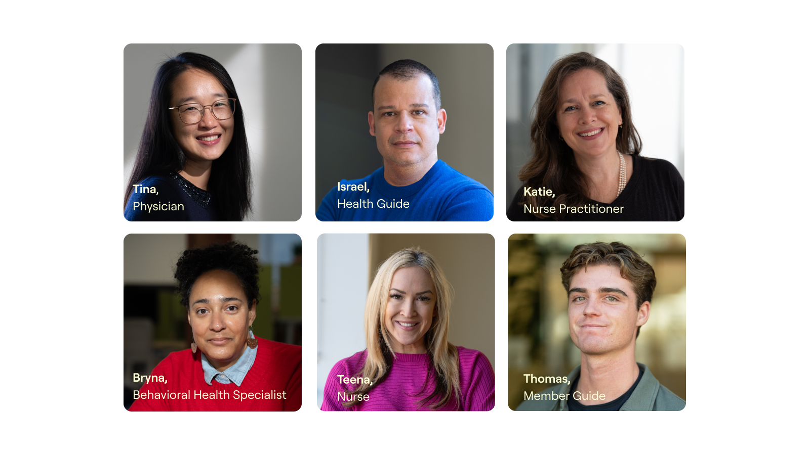 Care team member headshots + titles 