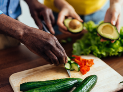 image of an happy multiethnic senior couple. Indoors Lifestyle moments at home. Concept about seniority and relationships