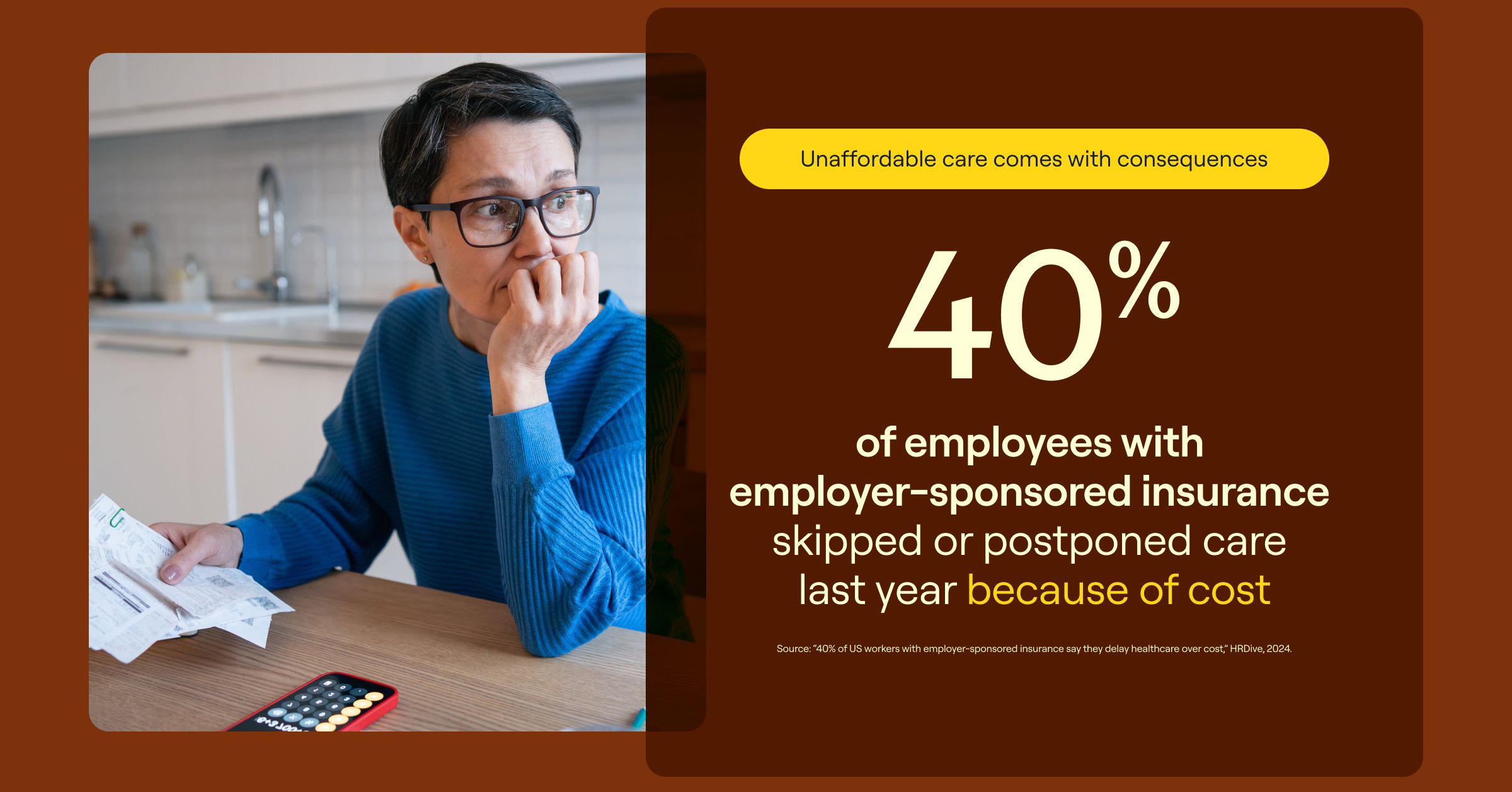 40%  of employees with  employer-sponsored insurance skipped or postponed care  last year because of cost
