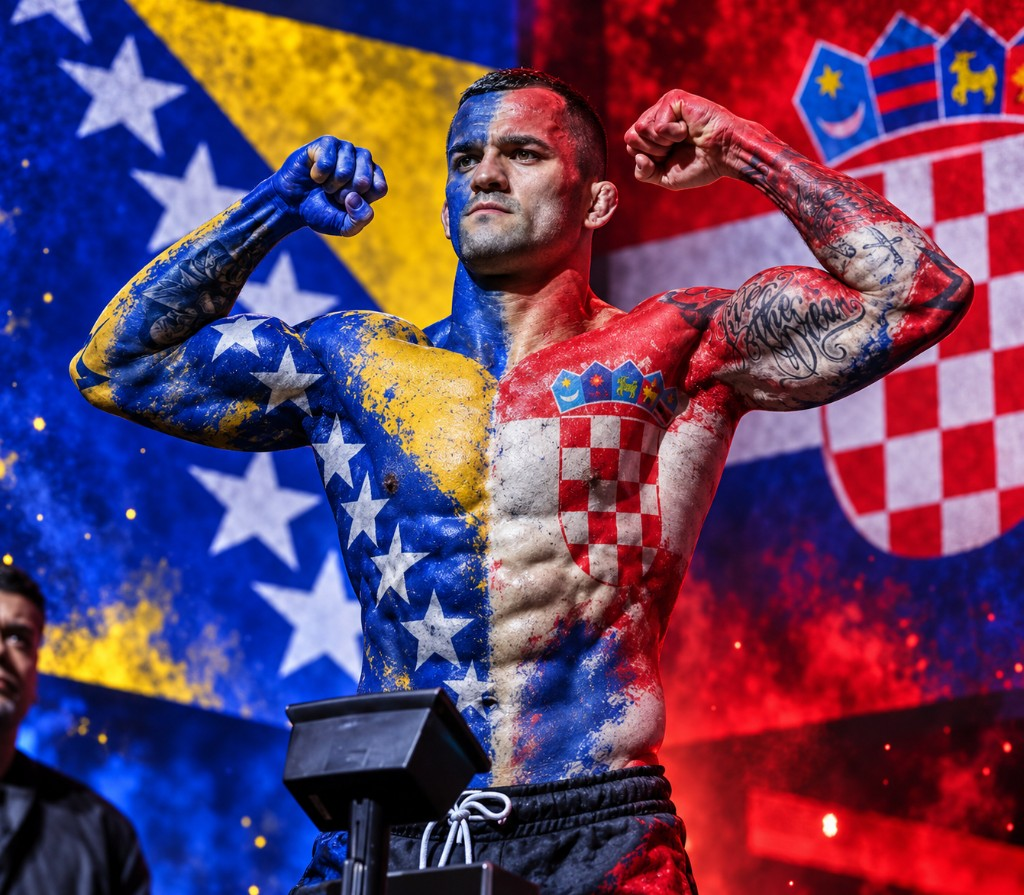 Roberto Soldić u crvenom dresu s zastavom preko ramena