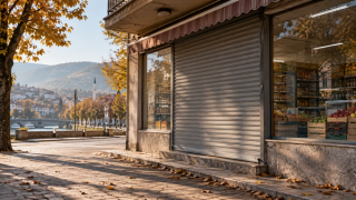 AI ilustracija zatvorene komšijske prodavnice u bosanskom gradu