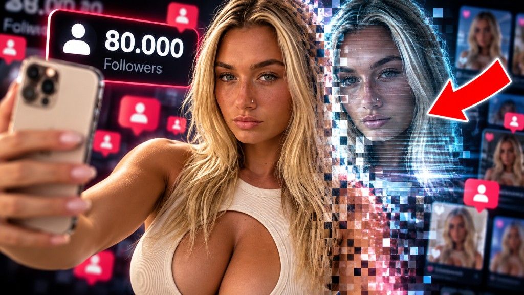 Selfi se raspada u piksele, iznad piše 80.000 pratilaca
