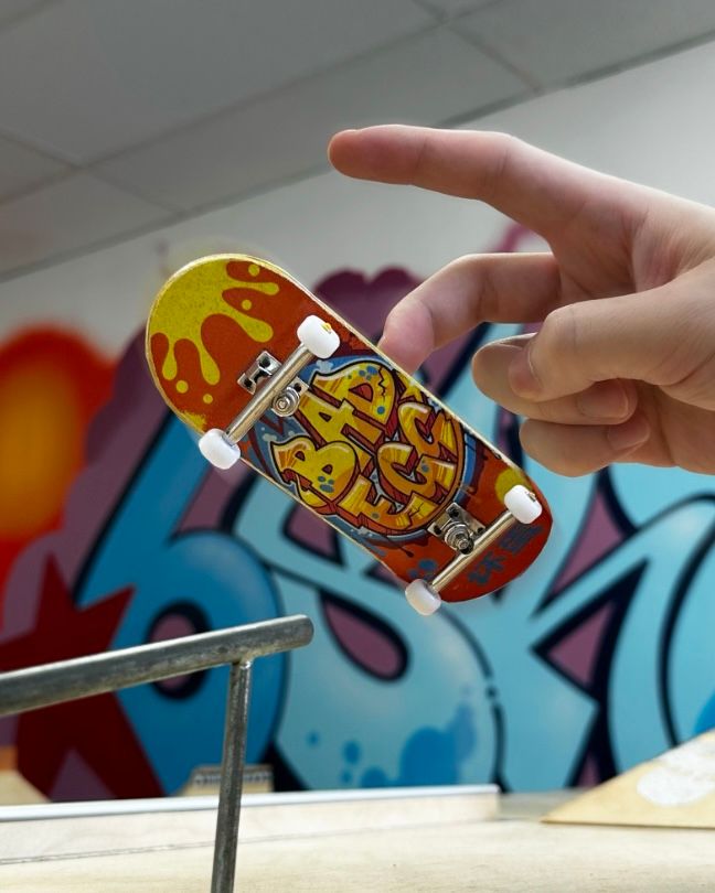 Toy skateboard and egg representing exciting toy concepts testing.